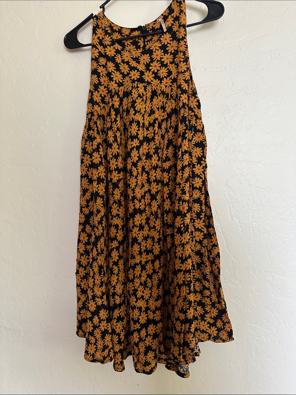 Free People Women’s Black and Mustard Floral Swing Skirt sz 12